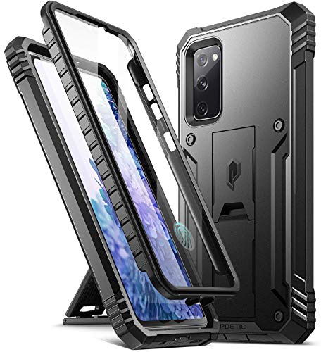 Poetic Revolution Serie Designed für Samsung Galaxy S20 FE 5G Hülle (Version 2020), robuste, stoßfeste Ganzkörper-Schutzhülle mit Ständer und integriertem Displayschutz, Schwarz