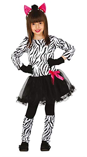 Guirca-Kostüm Zebra Mädchen 10-12 Jahre, Weiß, Schwarz, 83231