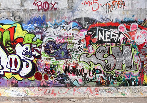 wandmotiv24 Fototapete Abstrakt Graffiti 3 XXL 400 x 280 cm - 8 Teile Fototapeten, Wandbild, Motivtapeten, Vlies-Tapeten Streetart, Vintage, Muster M0027