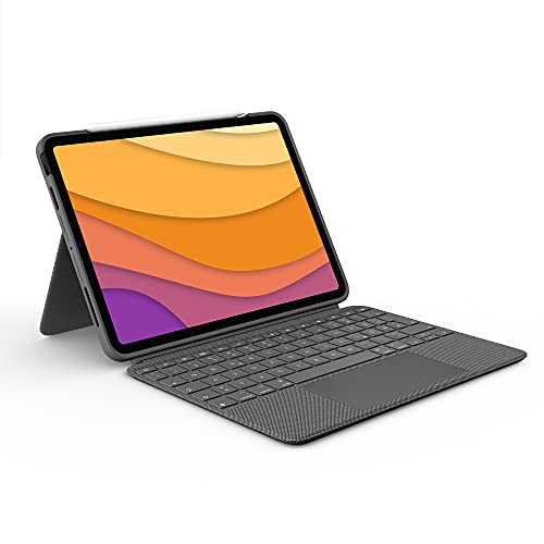 Logitech Combo Touch iPad Air (4. Gen - 2020) Keyboard Case - Abnehmbare Tastatur mit Hintergrundbeleuchtung - Click-Anywhere Trackpad, Smart Connector - Deutsches QWERTZ-Layout - Grau