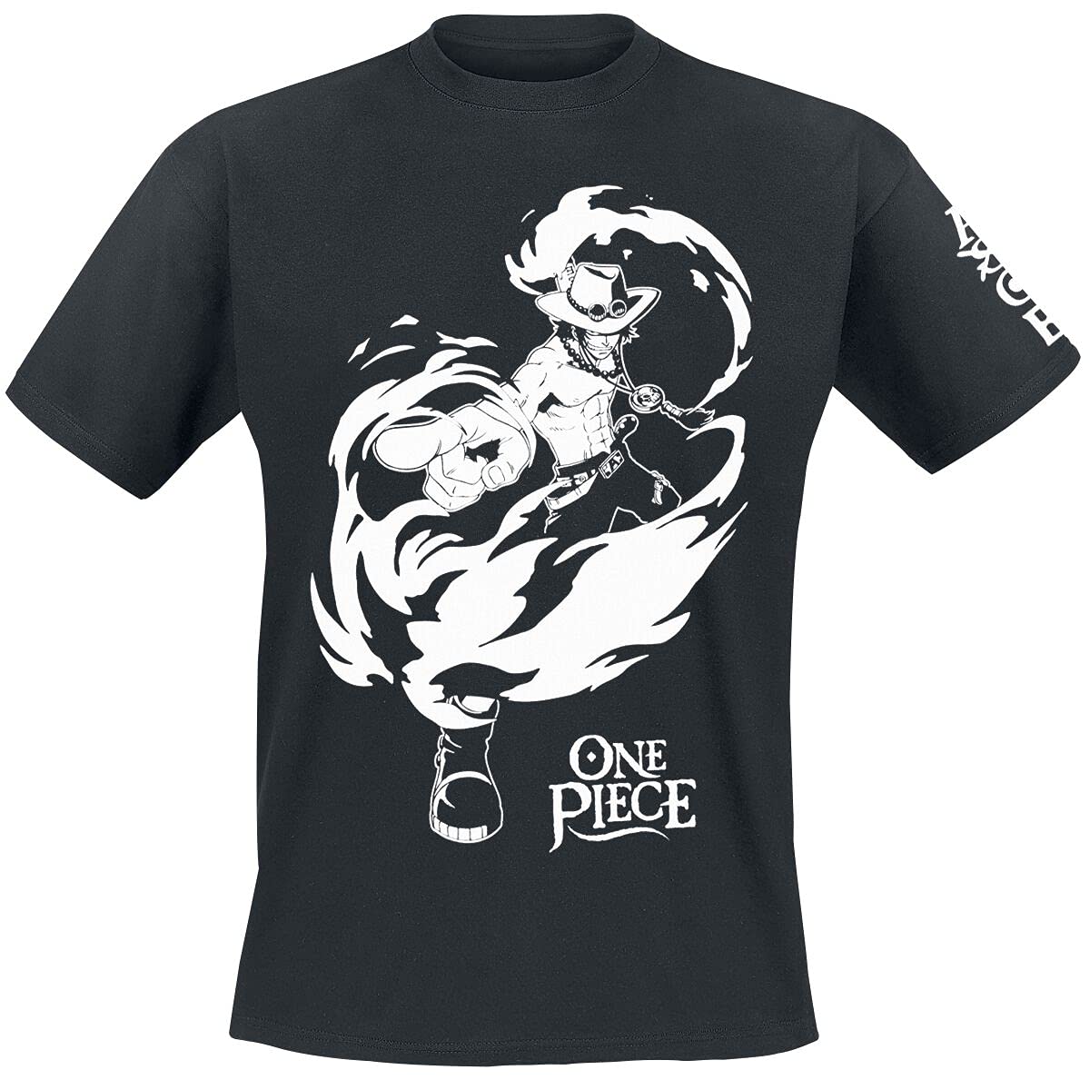 AbyStyle Heren One Piece Ace kurzen Ärmeln Basic T-Shirt, Schwarz , M