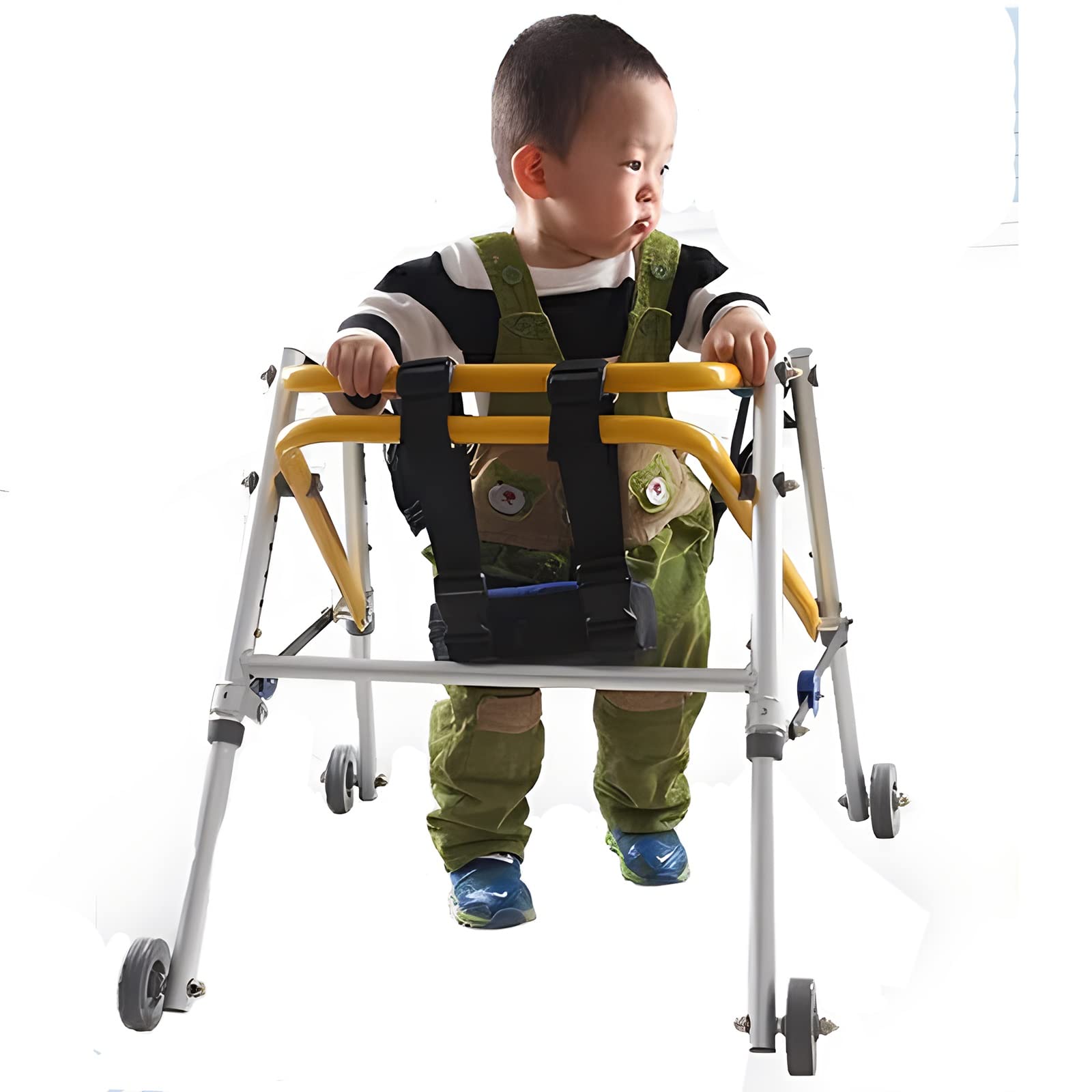 Robuster Rollator für Kinder mit Sitz und Rädern für Kinder mit Zerebralparese, faltbarer Rollator aus Metall für das Rehabilitationstraining der unteren Gliedmaßen (Größe: L) Dekoration