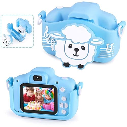 ZHUTA Kinderkamera,Cartoon Kinder Digitalkamera mit Silikonhülle,20-Megapixel,1080P HD 2,0 Zoll Bildschirm Kinder Digitalkamera,3-12 Jahre Spielzeug für Jungen Mädchen Spielzeugkamera,Blue