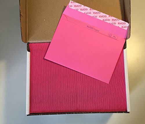 250 rosa Kuverts, Eosinrot, Pink, C6 = 162 x 114 mm, mit Haftklebestreifen, 100 g/qm