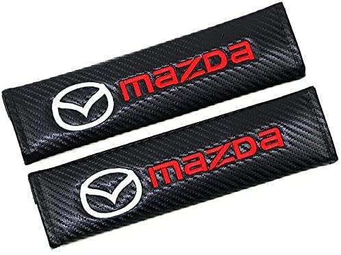 2 Stück Auto Kohlefaser Gurtpolster für Mazda Mazda2 / Mazda3 / Mazda 6 / Miata, Kinder und Erwachsene Gurtschoner Neck Schützen Schulterpolster, Auto Innere Styling Zubehör