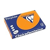 Clairefontaine 2880C - Ries Druckerpapier / Kopierpapier Trophee, intensive Farben, DIN A3, 80g, 500 Blatt, Neon Orange, 1 Ries