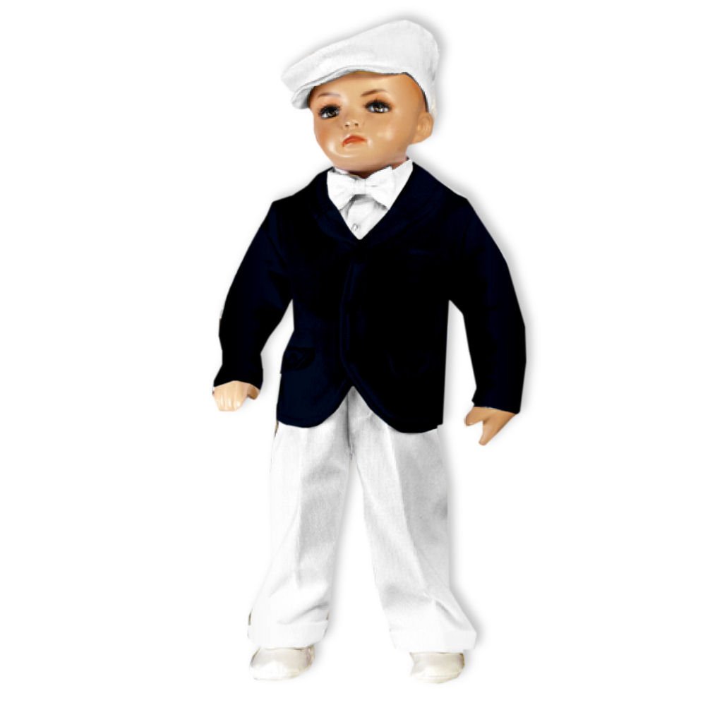 Baby Set 5-teilig Taufanzug dunkelblau weiß festlicher Anzug für Jungen Hemd Hose Pullover Modell 4839-db (62)