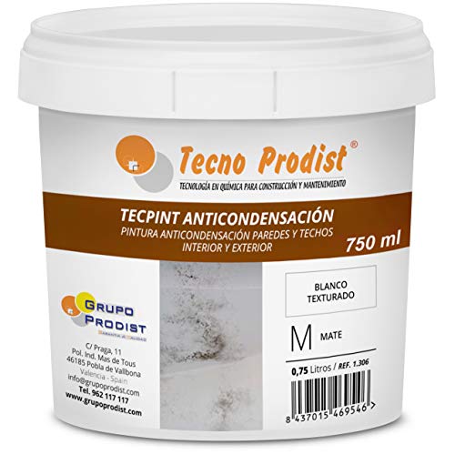 TECPINT ANTIKONDENSATION von Tecno Prodist - (750 ml) - Anti-Kondensations- und Anti-Schimmel-Farbe auf Wasserbasis für innen und außen -Wände und Decken -hohe Deckkraft -einfache Anwendung -WEISS