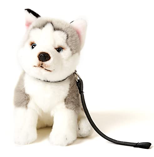 Uni-Toys - Husky grau, sitzend (mit Leine) - 24 cm (Höhe) - Plüsch-Hund - Plüschtier, Kuscheltier