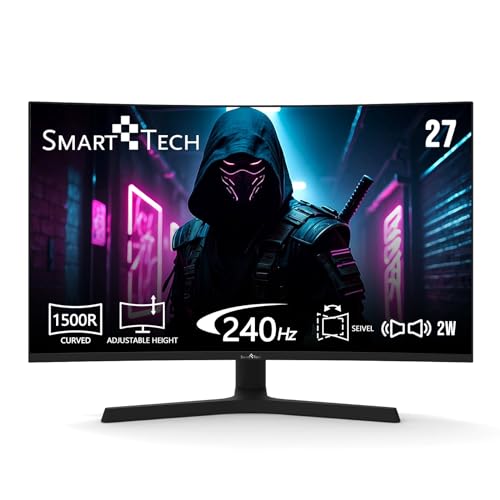 SMART TECH PC-Display 27 Zoll (68 cm) 270G01FVC gebogen 1500 R, VA-Platte, Auflösung FHD: 1920 x 1080, 240 Hz, 1 ms, HDMI 2.1, USB 2.0