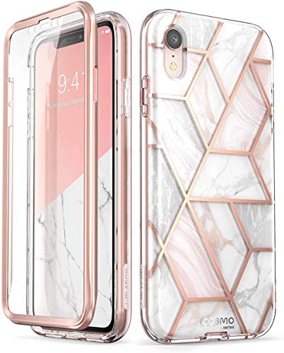i-Blason iPhone XR Hülle Glitzer Handyhülle Ganzkörper Bumper Case Glänzend Schutzhülle Cover [Cosmo] mit integriertem Displayschutz für iPhone XR (6.1 Zoll) 2018 (Marmor)