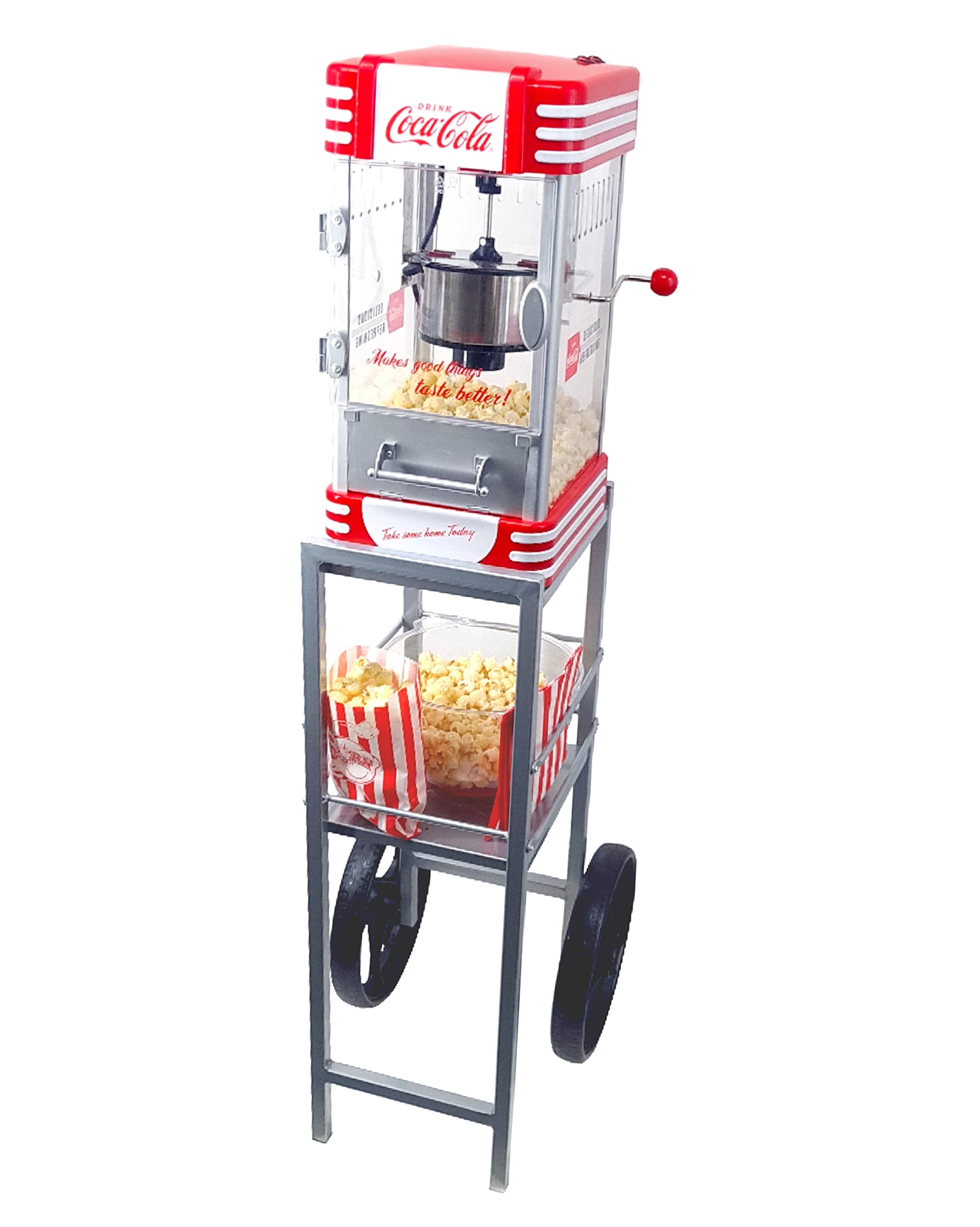 Salco Coca-Cola Popcorn-Maker + Universal-Trolley! Praktisch und stylisch, Highlight auf jeder Party!