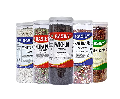 Rasily Pan Churi, Mitha Pan, White Mint, Pan Bahar & Majestic Pan Mukhwas Combo_Packing kann variieren