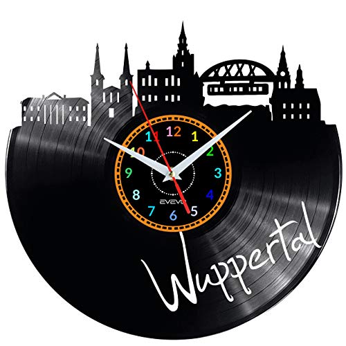 EVEVO Wuppertal Wanduhr Vinyl Schallplatte Retro-Uhr groß Uhren Style Raum Home Dekorationen Tolles Geschenk Wanduhr Wuppertal