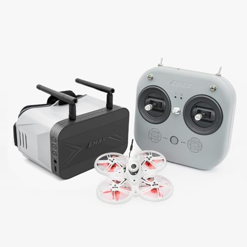 EMAX Tinyhawk 3 Plus Drohne RTF Kit Ready To Fly FPV Analog Drohnen Mini Racing Quadrocopter mit Brille und E8-Funksender für Kinder Erwachsene und Anfänger