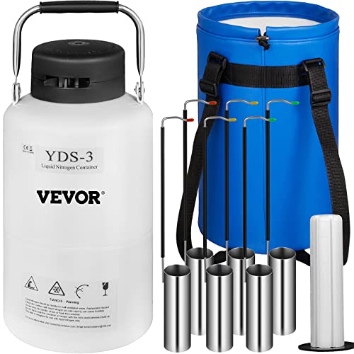VEVO R Behälter für flüssigen Stickstoff, 3 l, kryogener Behälter für flüssigen Stickstoff, LN2, kryogener Behälter, statisch, Dewar-Tank mit Gurten, für wissenschaftliche medizinische Forschung