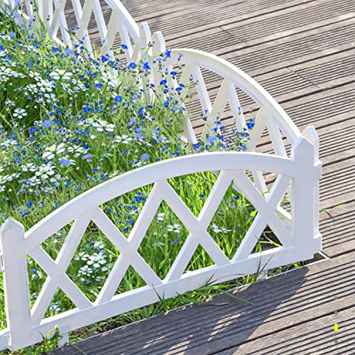 Sungmor Gartenzaun aus Kunststoff, weiß, 240 cm lang, für Rasen und Terrasse, 4 Stück