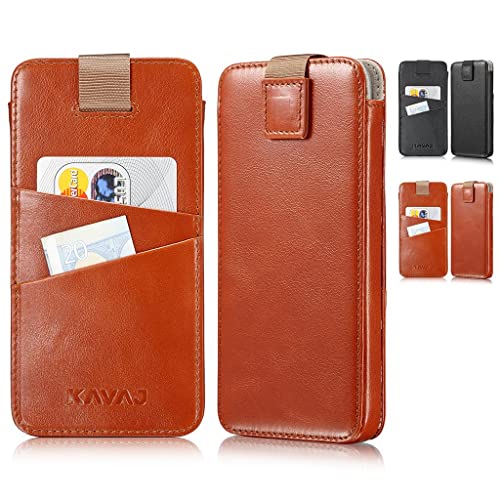 KAVAJ Tasche geeignet für Apple iPhone 13 6.1" Leder - Miami - Cognac Braun Handyhülle Hülle Lederhülle Mir Kartenfach