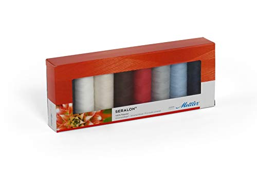 Mettler Seralon Standard 8-teiliges Nähgarn-Geschenk-Set – Universalgarn zum Nähen und Sticken aus hochwertigem 100% Polyester – 200 Meter pro Rolle