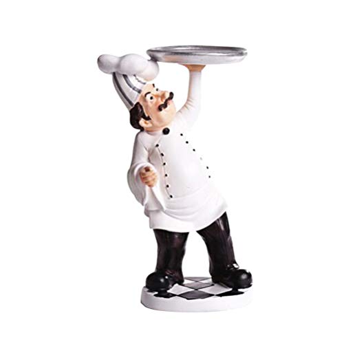 Supvox Französischer Koch Figur Koch Koch Sammlerstück für Theke Restaurant Café Bäckerei Hotel Tisch Herzstück Geschenk für Weihnachten (Tablett halten)