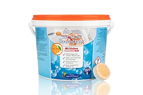 Aqua Clean PUR WC Multi-Power-Tabs kraftvoll gegen Kalk, Urinstein & Ablagerungen, 55 Stk. (Orange)