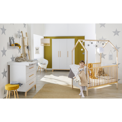 Schardt Babyzimmer-Komplettset Sienna Grey, (Set, 3 St.), Made in Germany; mit Hausbett, Schrank und Wickelkommode
