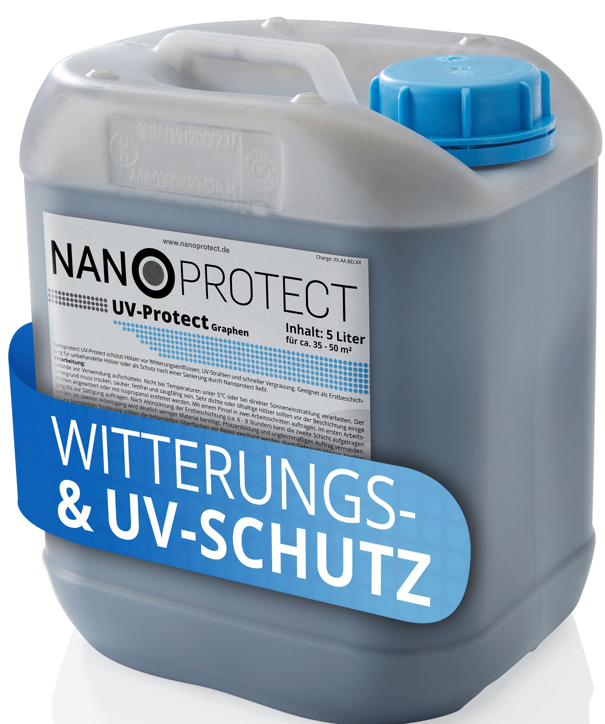 Nanoprotect UV-Protect | Holzöl | UV-Schutz | Witterungsschutz | Langzeitschutz gegen Vergrauung, Austrocknung und Rissbildung | 5 Liter | Graphen - dunkelgrau | Für ca. 35-50 m²