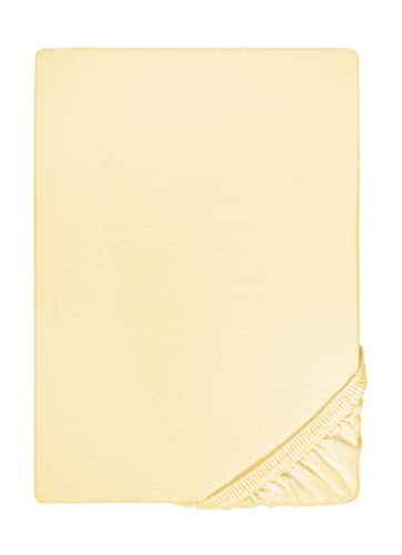 biberna 0077144 Feinjersey Spannbetttuch (Matratzenhöhe max. 22 cm) (Baumwolle) 180x200 cm -> 200x200cm, yellow