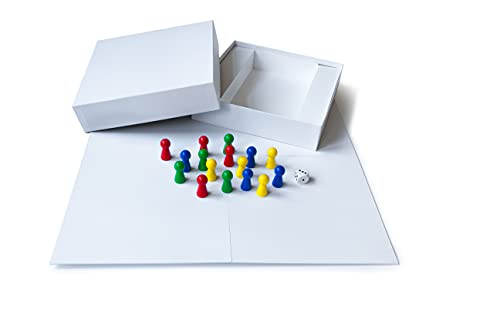 Spieltz Kreativset Brettspiel selber Machen: Brettspiel leer (Spielbrett + Box) + Brettspiel Zubehör (Großes Blanko Brettspiel + große Spielfiguren Ludo für 4 Personen)