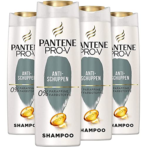 Pantene Pro-V Anti-Schuppen Shampoo Für Alle Haartypen, 4er Pack (4 x 300 ml) Schuppen Shampoo, Shampoo Trockene Kopfhaut, Shampoo Damen, Haarpflege, Reinigt Gründlich, Beauty
