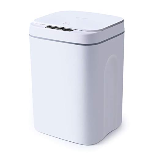 Ethedeal Mülleimer Automatischer Kunststoff-Mülleimer mit Deckel Mülleimer küche 16 liter für Zuhause, Schlafzimmer, Küche (Weiß)