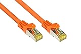 Good Connections RJ45 Ethernet LAN Patchkabel mit Cat. 7 Rohkabel und Rastnasenschutz RNS, S/FTP, PiMF, halogenfrei, 500MHz, OFC, 10-Gigabit-fähig (10/100/1000/10000-Base-T Ethernet Netzwerke) - z.B. für Patchpanel, Switch, Router, Modem - orange, 15 m
