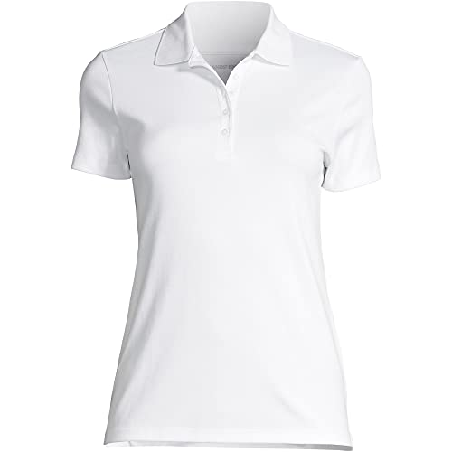 Lands' End Damen Poloshirt aus Supima-Baumwolle, kurzärmlig - weiß - Mittel