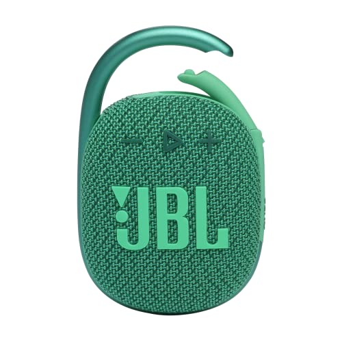 JBL Clip 4 Eco Bluetooth Lautsprecher aus recyceltem Material in Grün – wasserdichte, tragbare Musikbox mit praktischem Karabiner – Bis zu 10 Stunden kabelloses Musik Streaming