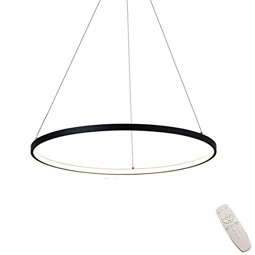 Serin-Eletro Modern LED-Pendelleuchten Schwarz Rund Ring Dimmbar Pendellampe mit Fernbedienung Höhenverstellbar Deckenleuchte für Wohnzimmer Schlafzimmer Esszimmer Küchen Beleuchtung,φ40CM