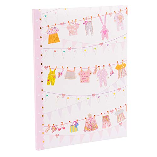 Baby-Tagebuch, Baby-Album, Photoalbum von Turnowsky - hochwertige und einmalige Designs (Wäscheleine rosa Baby-Mädchen, Baby-Tagebuch)
