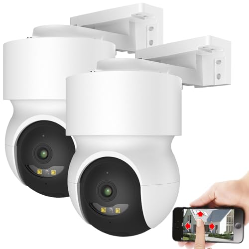 7links Überwachung Kamera außen: 2er-Set 2K-Pan-Tilt-Outdoorkameras, Farb-Nachtsicht, 360°, Sirene, App (Überwachungskameras WLAN aussen, Überwachung Kamera WLAN Mini)