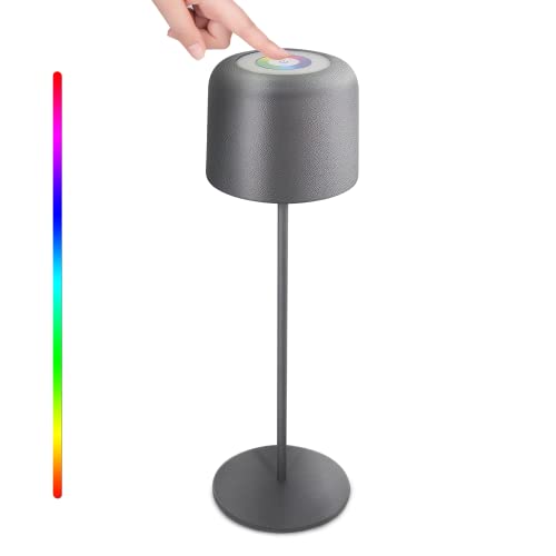 Dimmbare LED Akku-Tischlampe Akkubetrieben mit Touch-Schalter für Innen und Außenbereich 8 Farben verfügbar und wasserdicht, IP54 für Schlafzimmer, Lesen, Arbeit, Bar, Restaurant