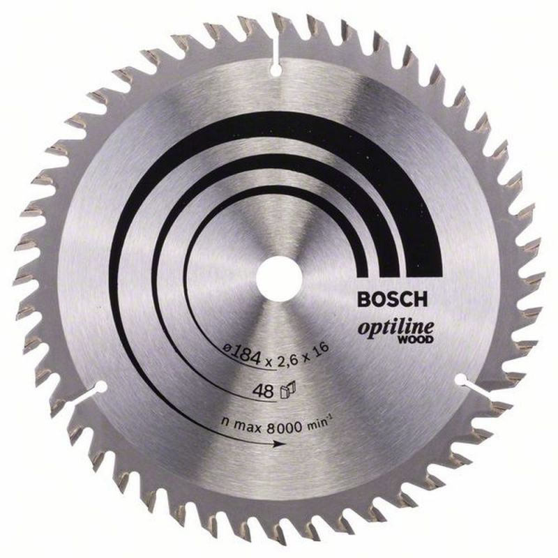 Bosch Kreissägeblatt Optiline Wood für Handkreissägen, 184 x 16 x 2,6 mm, 48 2608641181