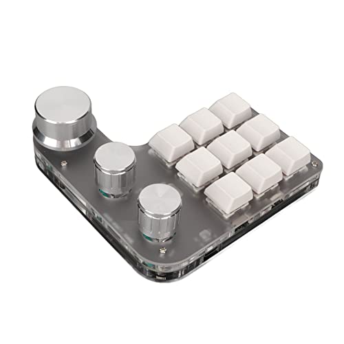 Zunate Mechanische Einhand Tastatur mit 9 Tasten, Programmierbare Makro Tastatur mit 3 Knöpfen und RGB Licht, Benutzerdefinierte Programmierung Aller Tastenfunktionen für Windows Tastatur (Weiss)