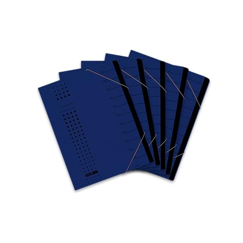 ELBA Ordnungsmappe chic, A4, 25 x 31,5 cm, 12 Fächer, dunkelblau (5 Stück), Sie erhalten 1 Packung á 5 Stück
