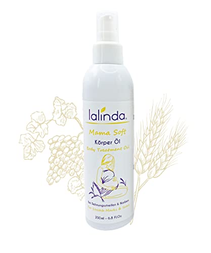 lalinda - Mama Soft Körperöl, spezielle Hautpflege für Narben & Dehnungsstreifen in der Schwangerschaft 200 ml, Naturprodukt, vegan
