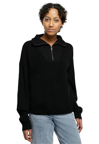 Urban Classics Damen Sweatshirt Ladies Oversized Knit Troyer Black XXL