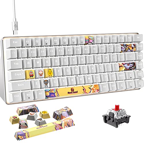 Mechanische Gaming-Tastatur, kabelgebundene Type-C 82 Tasten, Hot-Swap-fähige Kompakttastatur, roter Schalter mit 9 Tasten, PBT-Farbsublimations-Tastenkappen, weiße LED-Hintergrundbeleuchtung–Weiß