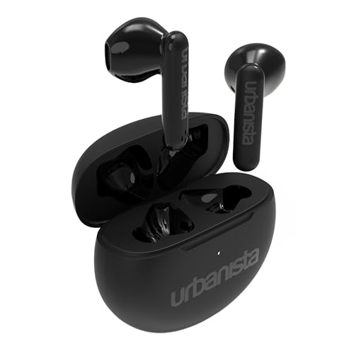 Urbanista Austin True Wireless In Ear Kopfhörer Bluetooth 5.3, IPX4 Earbuds kabellos mit Zwei Mikrofonen, 20 Stunden Spielzeit, Touch-Bedienung, TWS USB C Ladecase, Mitternachtsschwarz