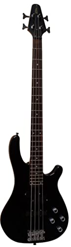 ELEKTROBASS - MATT SCHWARZ - E-BASS MIT MATT FINISH MASSIVHOLZKÖRPER - VISION SOUND GITARRE - LONG SCALE + KABEL - JB10BM