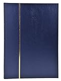 Exacompta 26154E Premium Briefmarken-Sammel-Album Classic mit 48 schwarzen Seiten Einsteckbuch aus Halbleder für Ihr Hobby Briefmarkenalbum blau