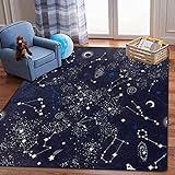 ALALAL Star Sky Area Teppich, Galaxy Nebula Space Rug, Constellation Rutschfester Teppich für Wohnzimmer Teppich für Schlafzimmer 5'x7' (80 x 58 Zoll) Blau