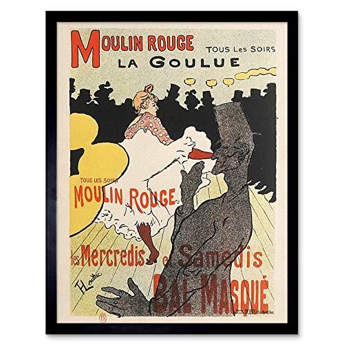 Toulouse-Lautrec Dancer La Goulue Moulin Rouge Advert Art Print Framed Poster Wall Decor 12x16 inch Tänzer Werbung Wand Deko