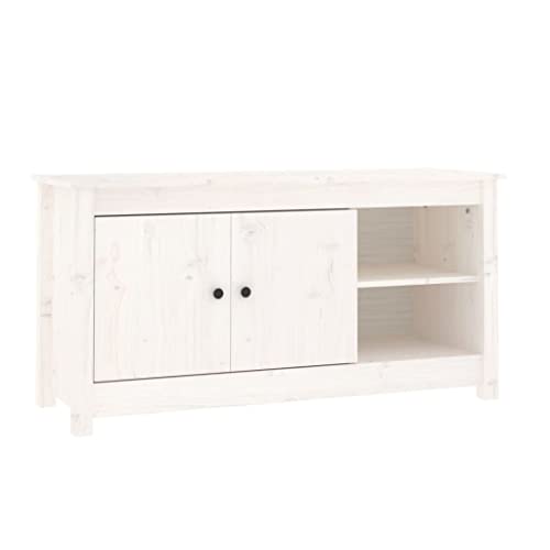 vidaXL TV Schrank Lowboard TV Möbel Tisch Board Sideboard Fernsehtisch Fernsehschrank HiFi-Schrank Wohnzimmer Weiß 103x36,5x52cm Massivholz Kiefer